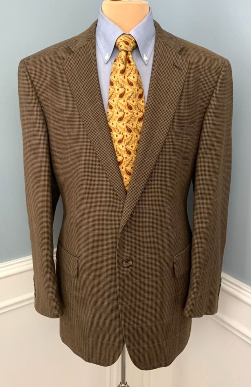 Linea Uomo Blazer Mens 44R Plaid Houndstooth Windowpane Twill Jacket Sportcoat